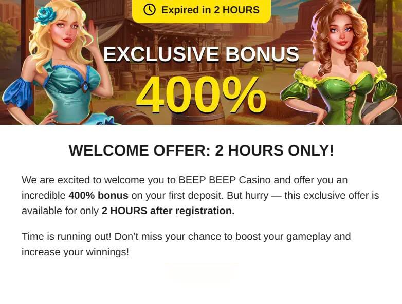 exclusive bonus beep casino
